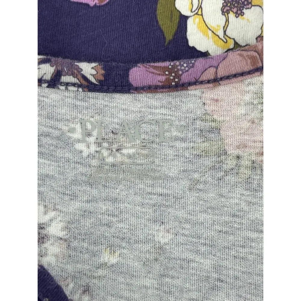 The Children's Place Girls Purple Short Sleeve Floral Dress Youth Size Large - Picture 6 of 6